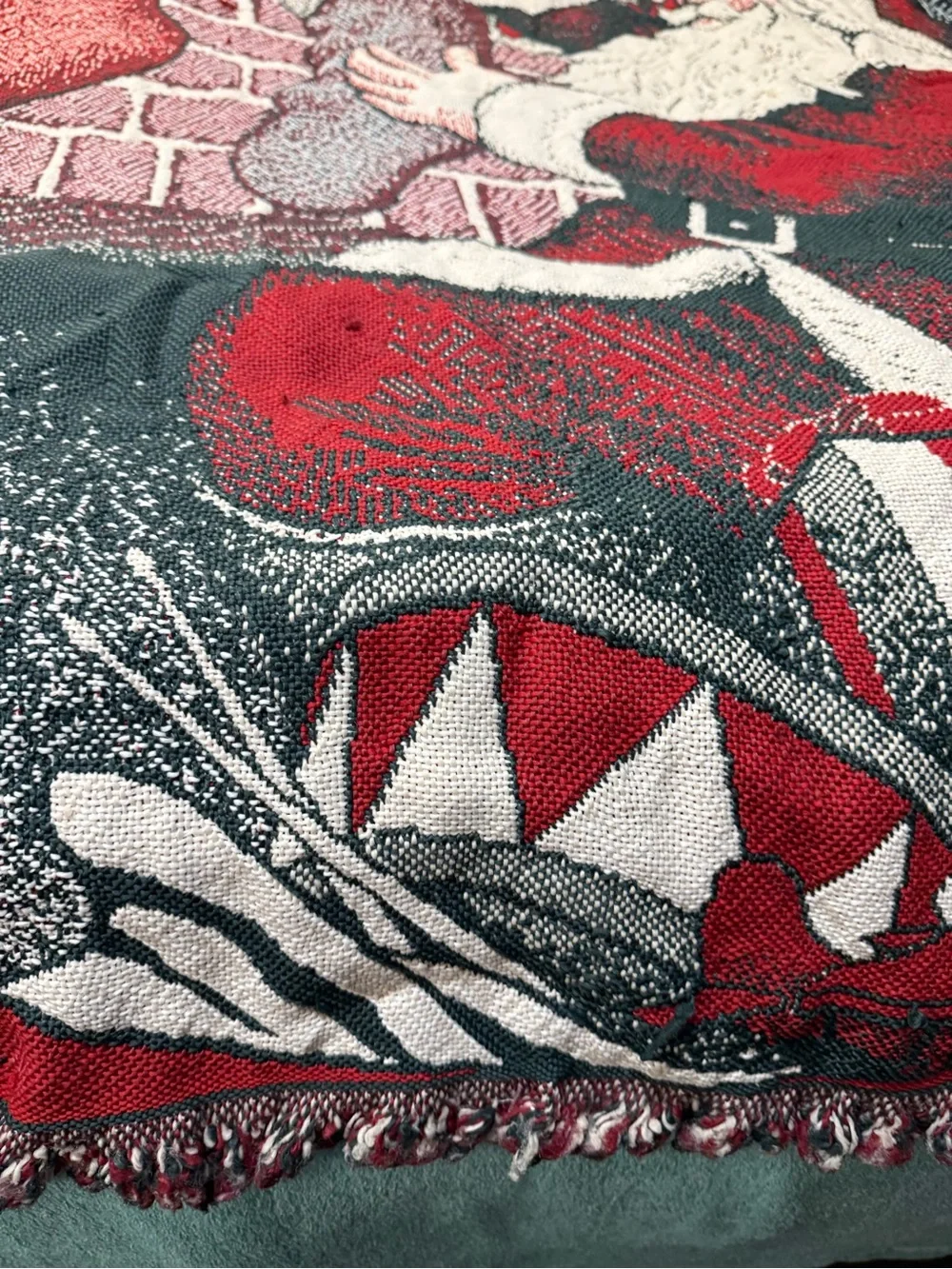 Vintage Santa HO HO HO Merry Christmas & Happy New Year 50” X 60” Woven Throw